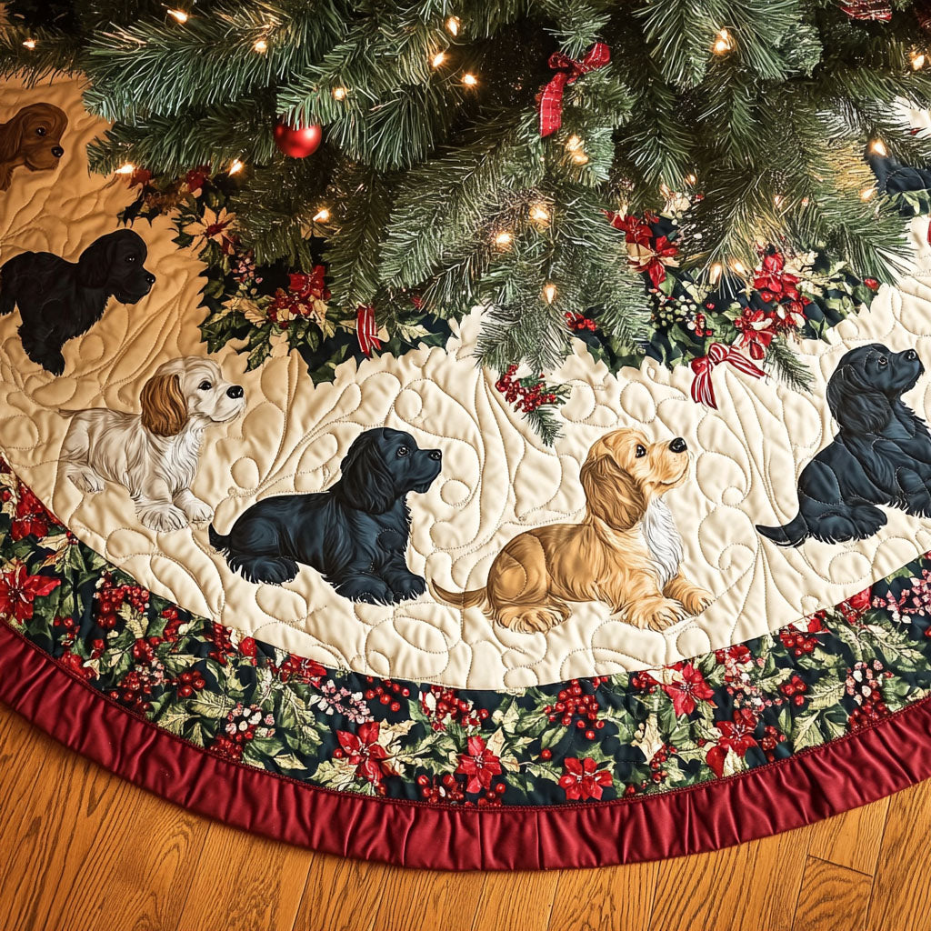 Spaniel Whiskers Quilted Christmas Tree Skirt NCU0PT1673