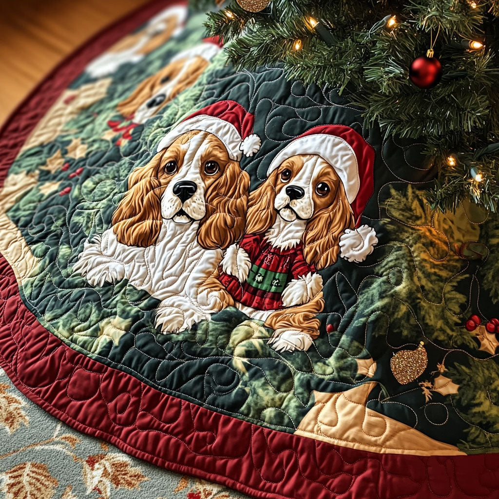 Spaniel Wishes Quilted Christmas Tree Skirt NCU0PT1709