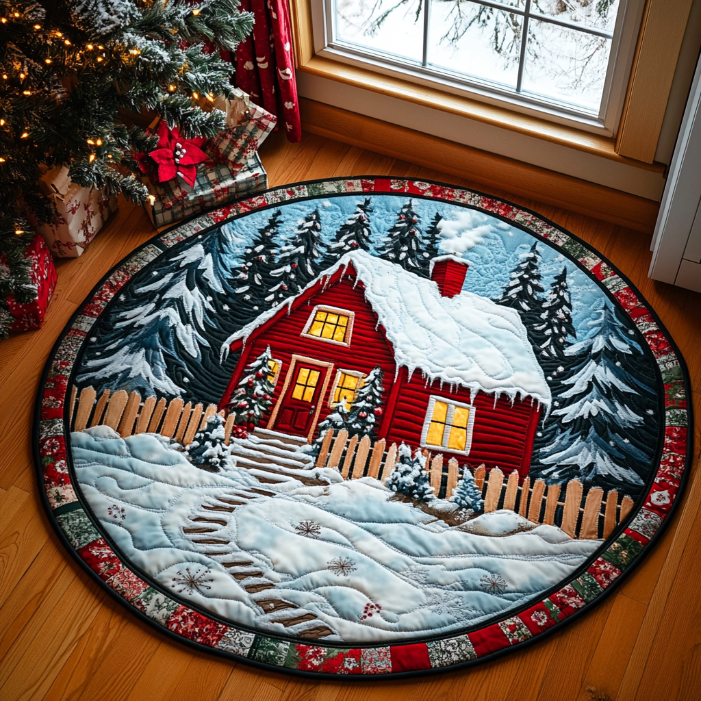 Sparkling Holiday Quilted Round Mat NCU0PD855