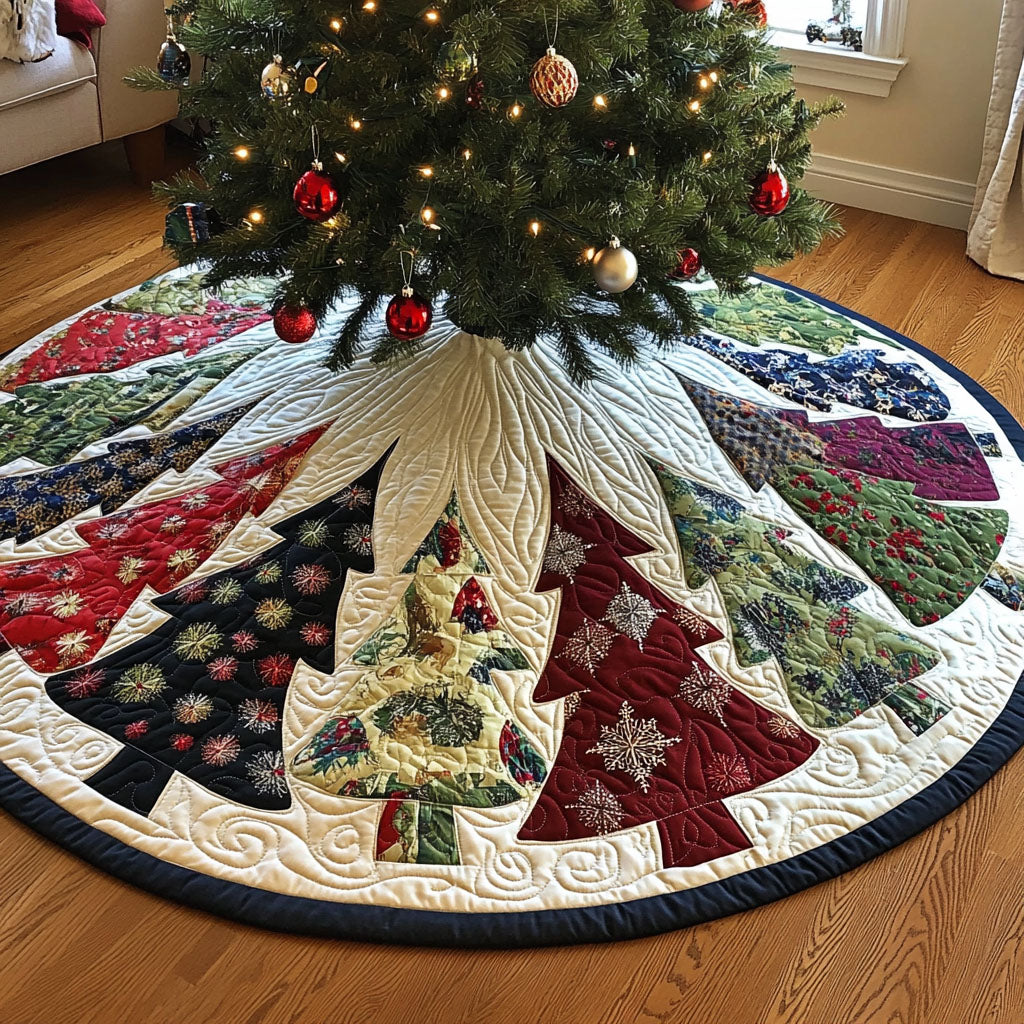 Sparkling Pine Joy Quilted Christmas Tree Skirt NCU0PT1333