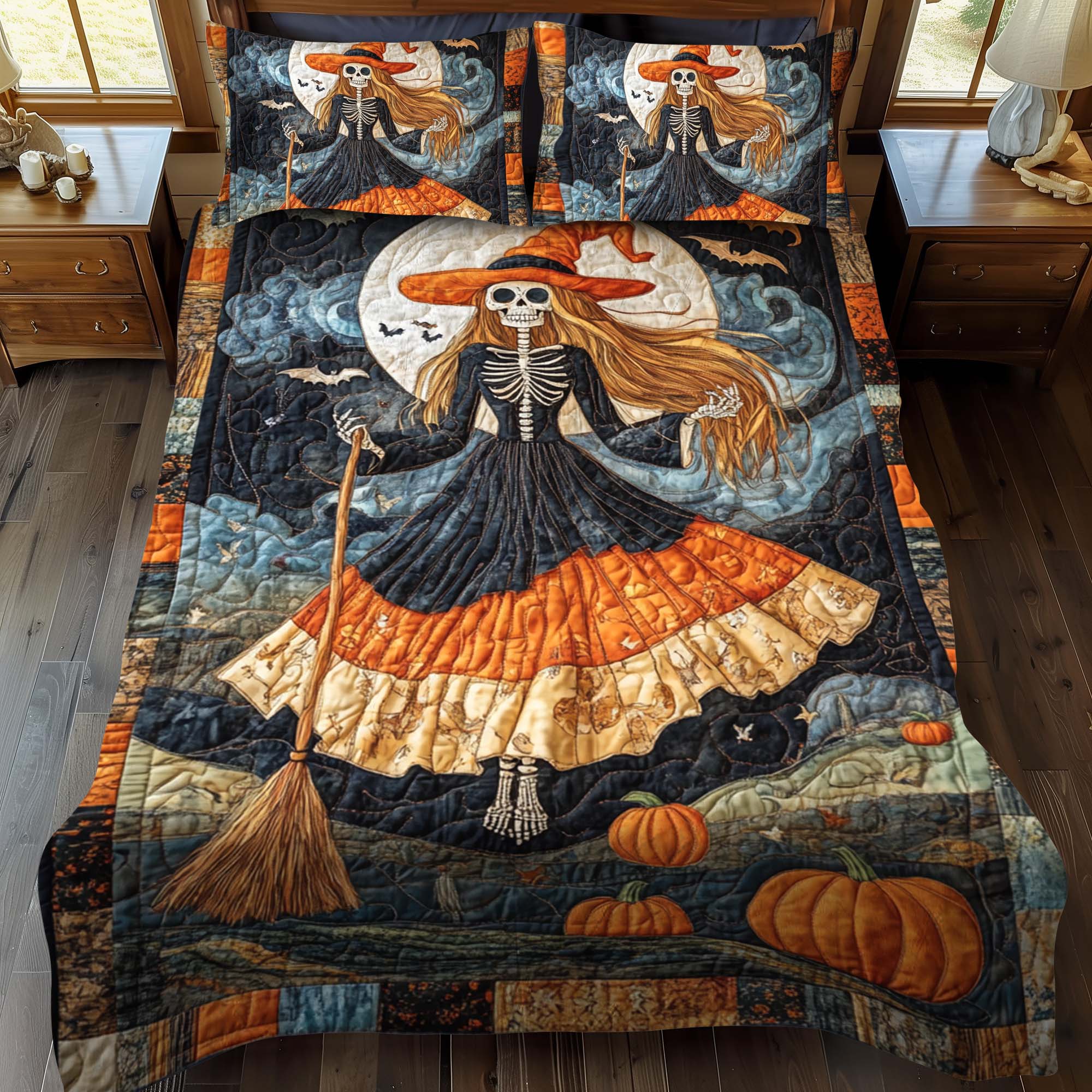 Spooky Cat 3-Piece Quilted Bedding Set NCU0NT610