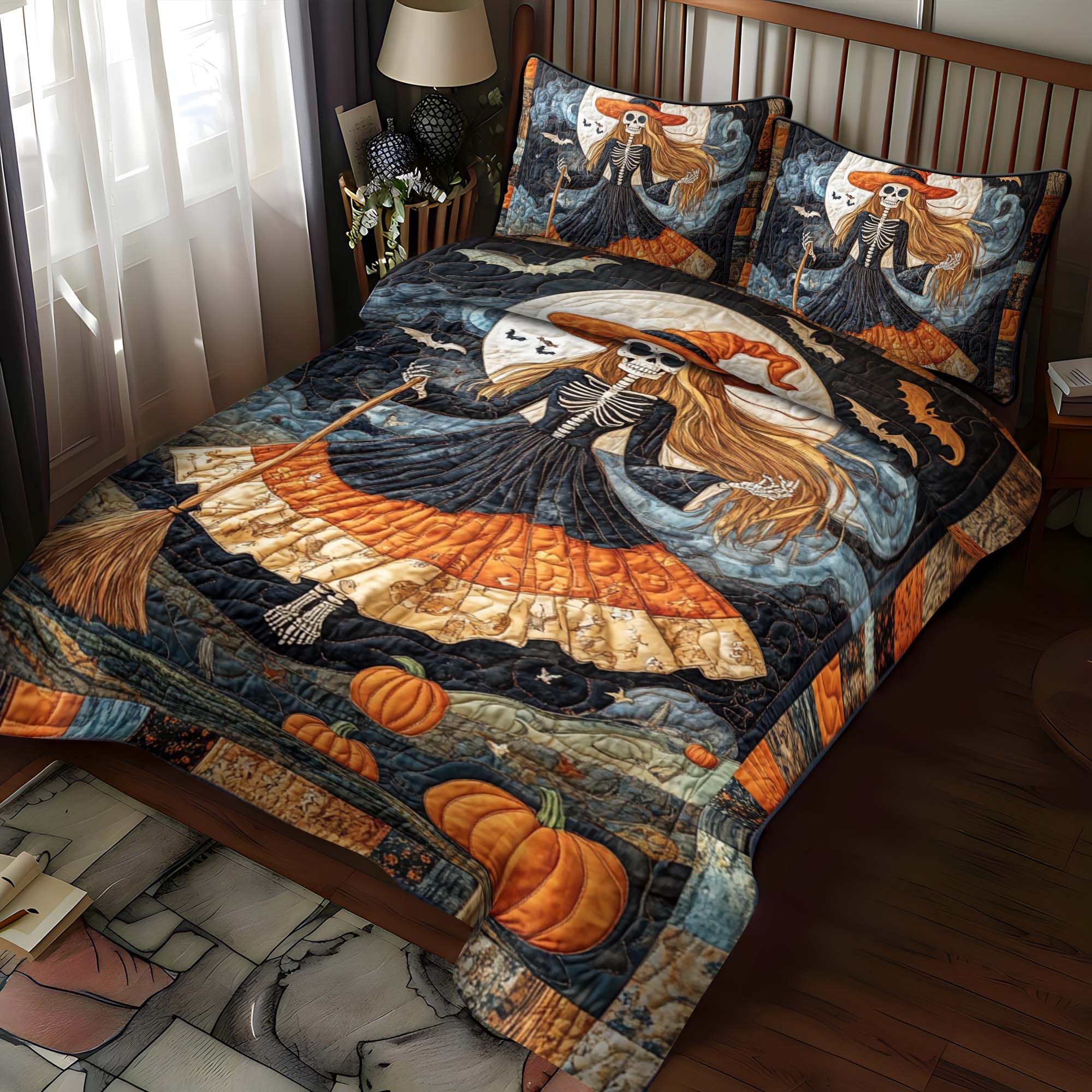 Spooky Cat 3-Piece Quilted Bedding Set NCU0NT610