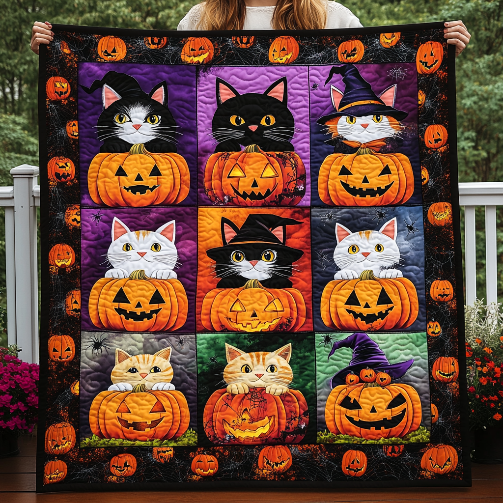 Spooky Cats Quilted Blanket NCU0TL1253