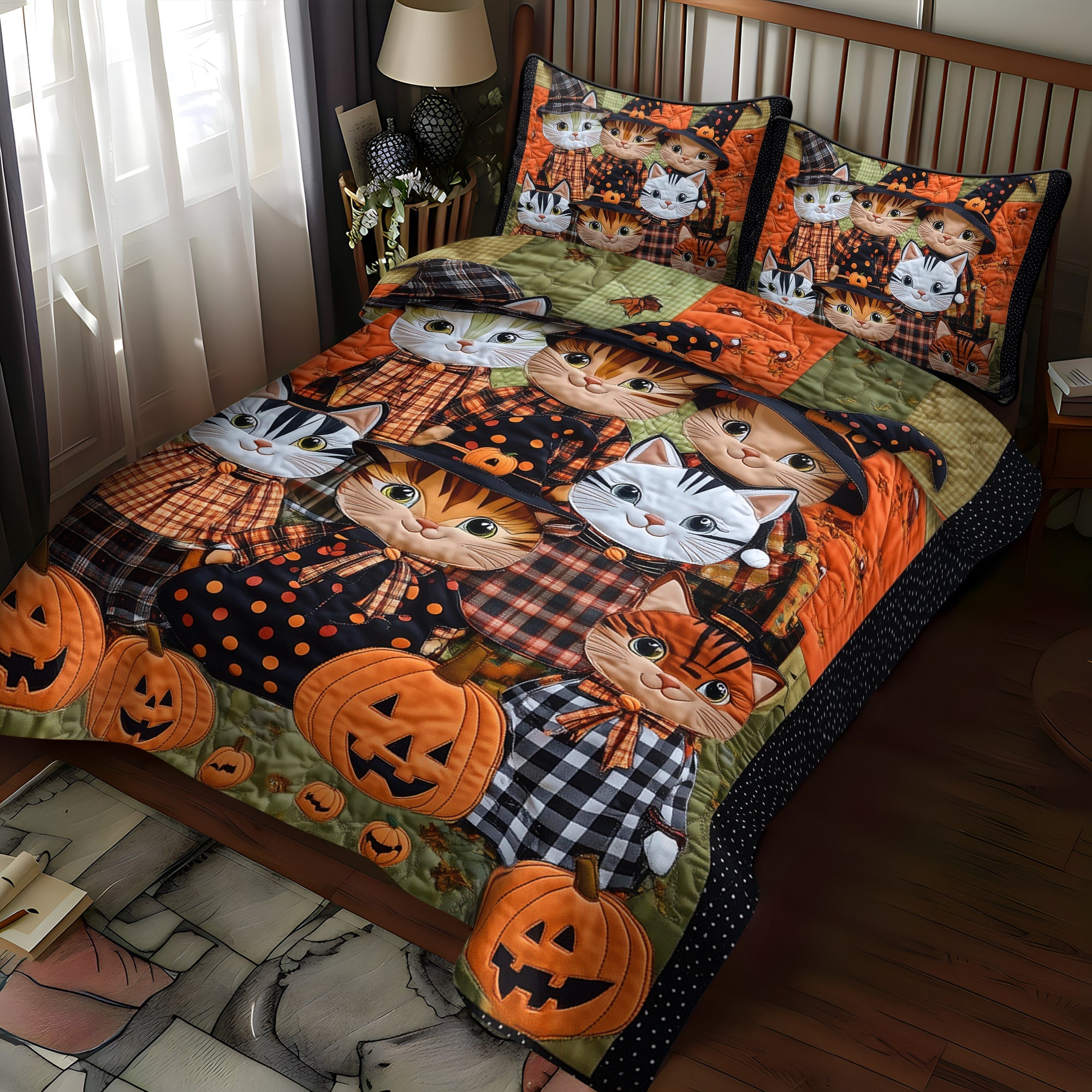 Spooky Paws 3-Piece Quilted Bedding Set NCU0TH1668