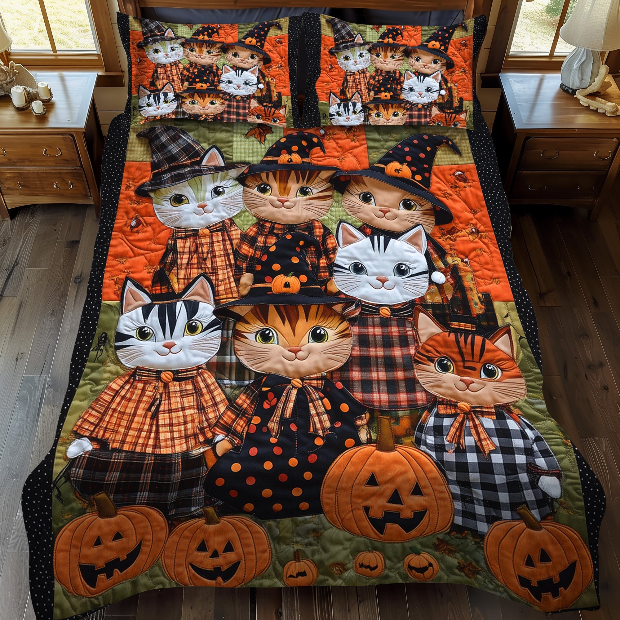 Spooky Paws 3-Piece Quilted Bedding Set NCU0TH1668