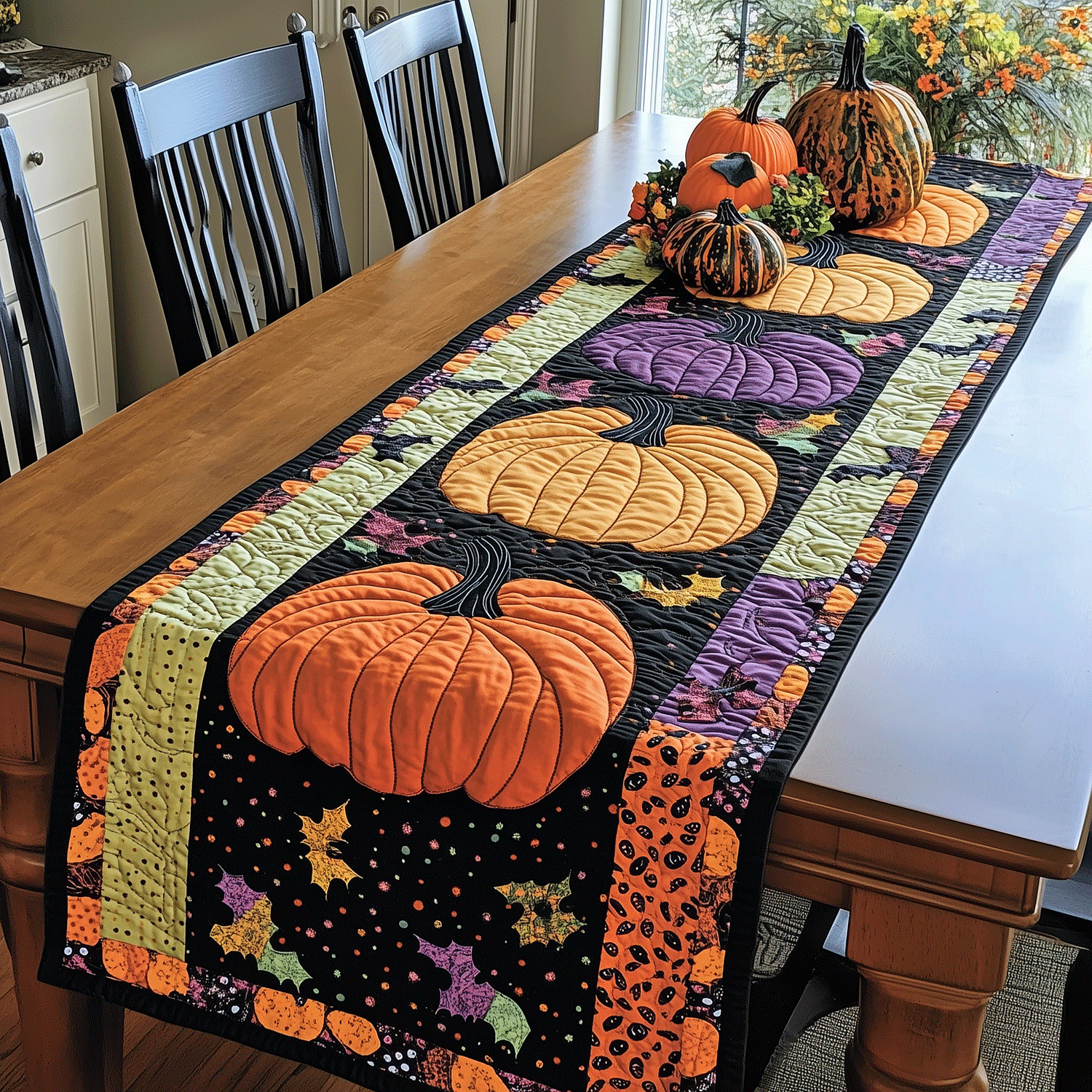 Spooky Pumpkin Quilted Table Runner NCU0TH1778