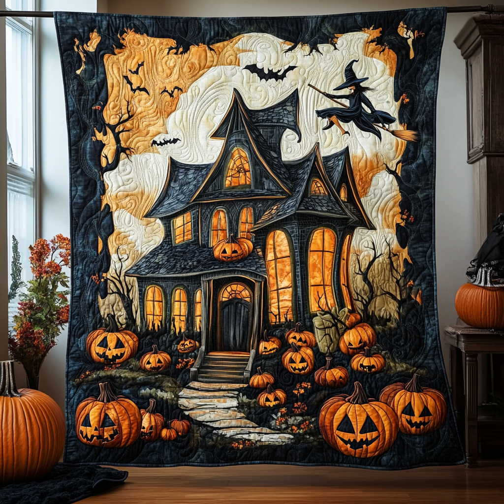 Spooky Season Halloween Magic Quilted Blanket NCU0PD395