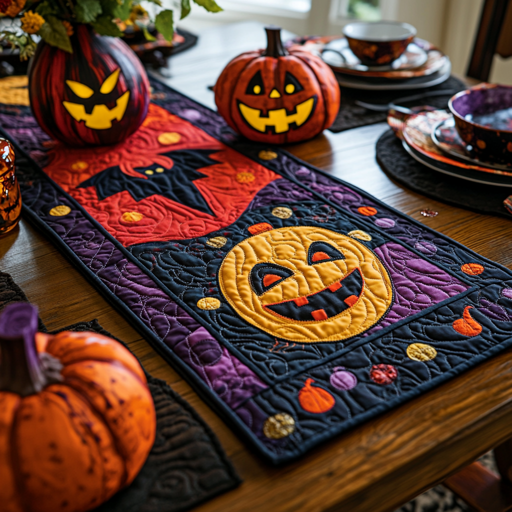 Spooky Smile Quilted Table Runner NCU0DV892