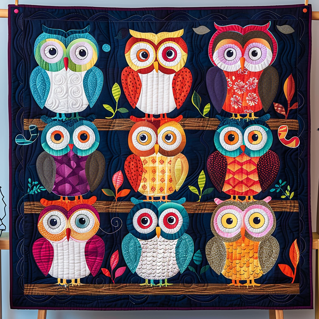 Stacked Owls Quilted Blanket NCU0NT056