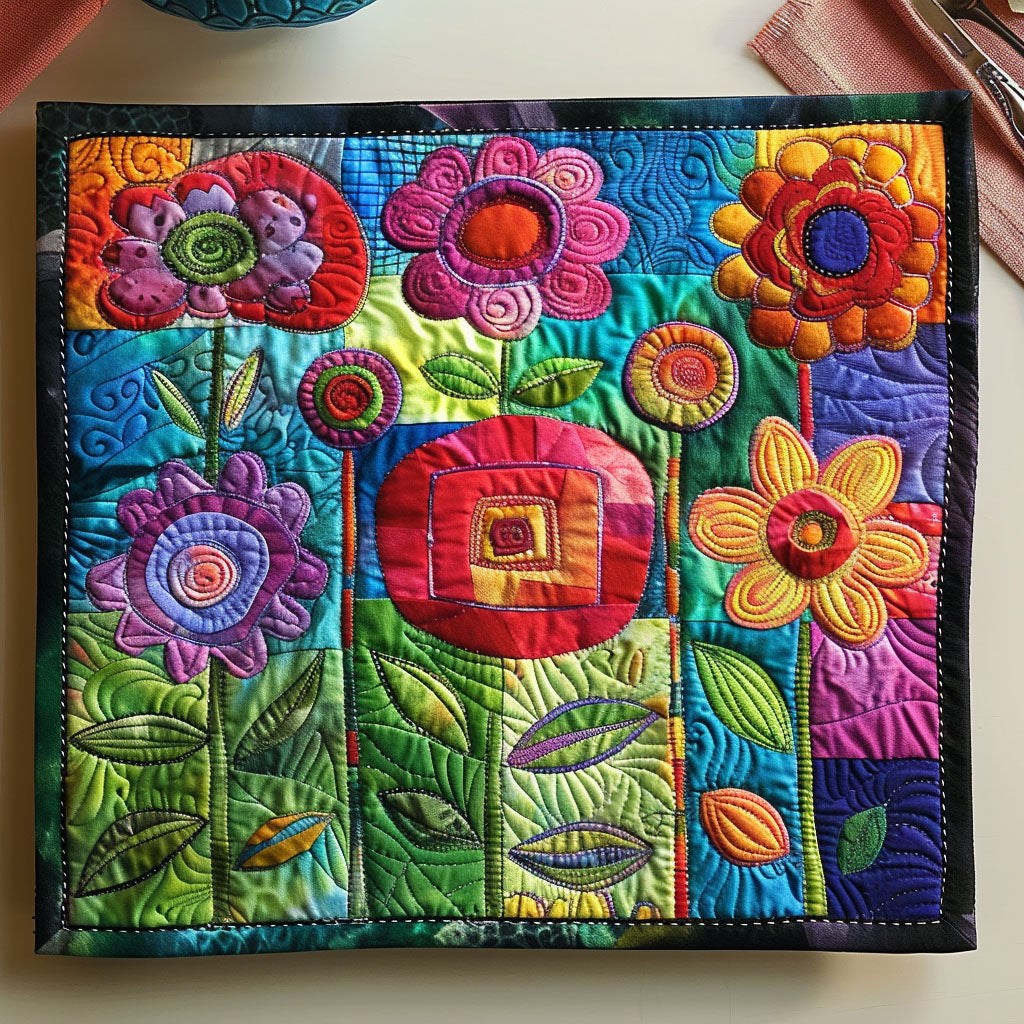 Stained Glass Blossom Quilted Place Mat NCU0TL437