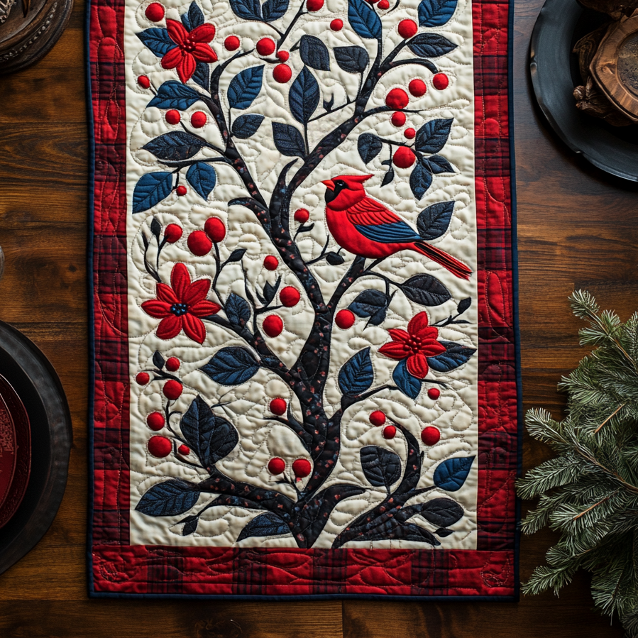 Star Berry Cardinal Quilted Table Runner NCU0DV1318