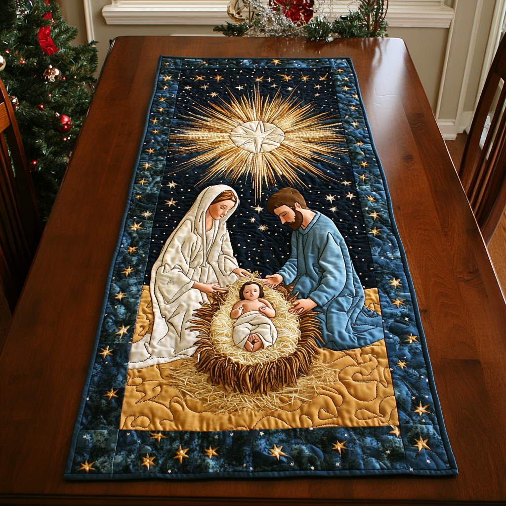 Star of Bethlehem Quilted Table Runner NCU0DK1659