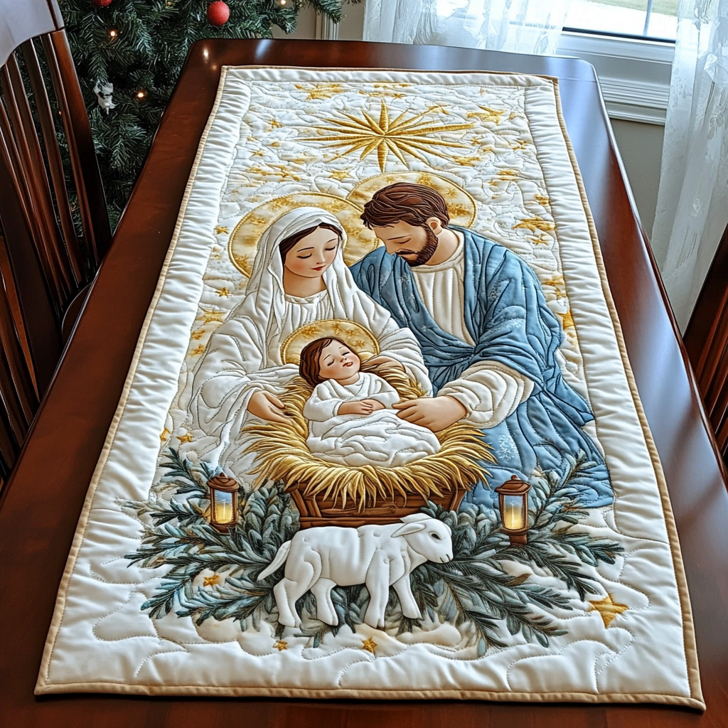 Star of Bethlehem Quilted Table Runner NCU0DK1885