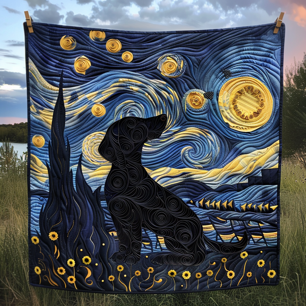 Stargazing Dachshund Quilted Blanket NCU0TH240