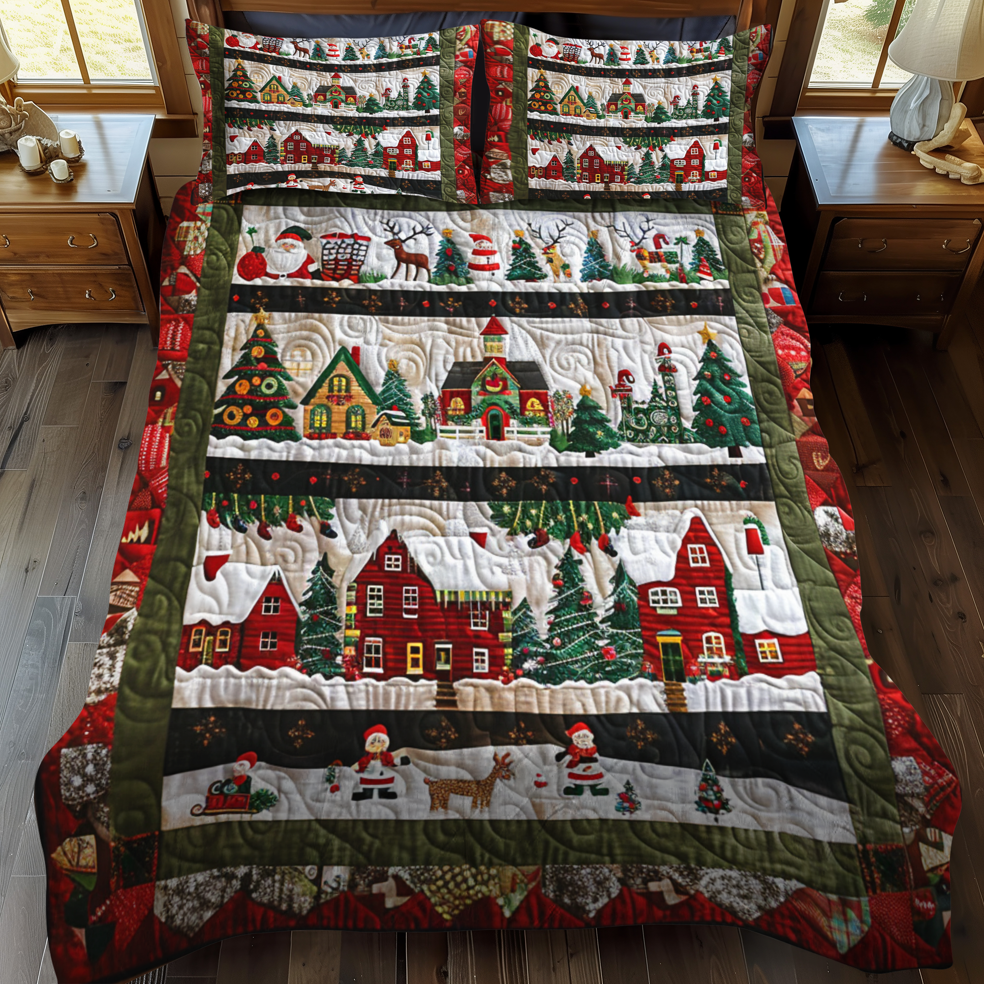 Starlit Santa 3-Piece Quilted Bedding Set NCU0NT043