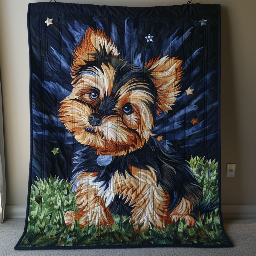 Starry Yorkie Quilted Blanket NCU0NT017