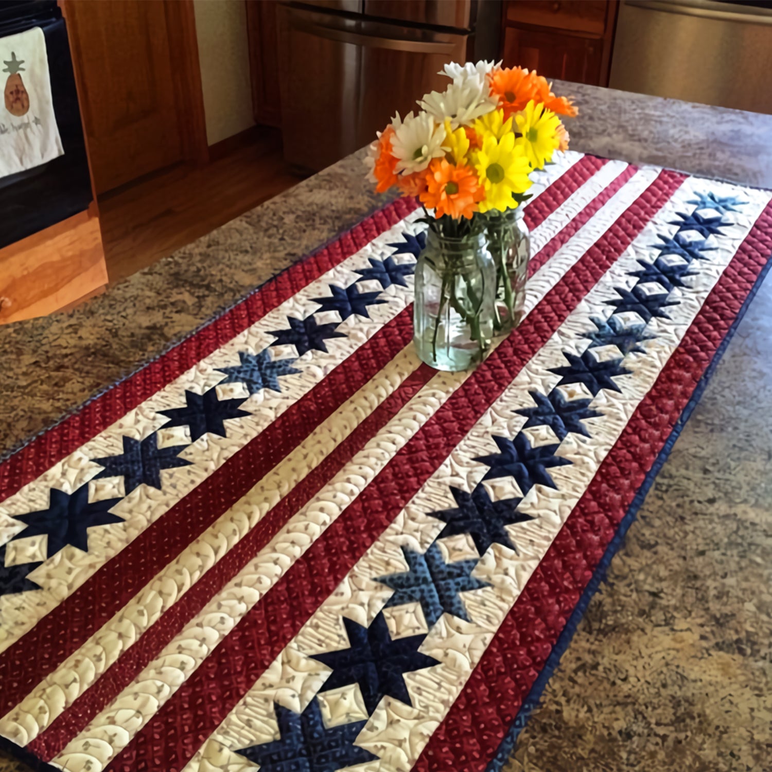 Stars and Stripes Quilted Table Runner NCU0TH550