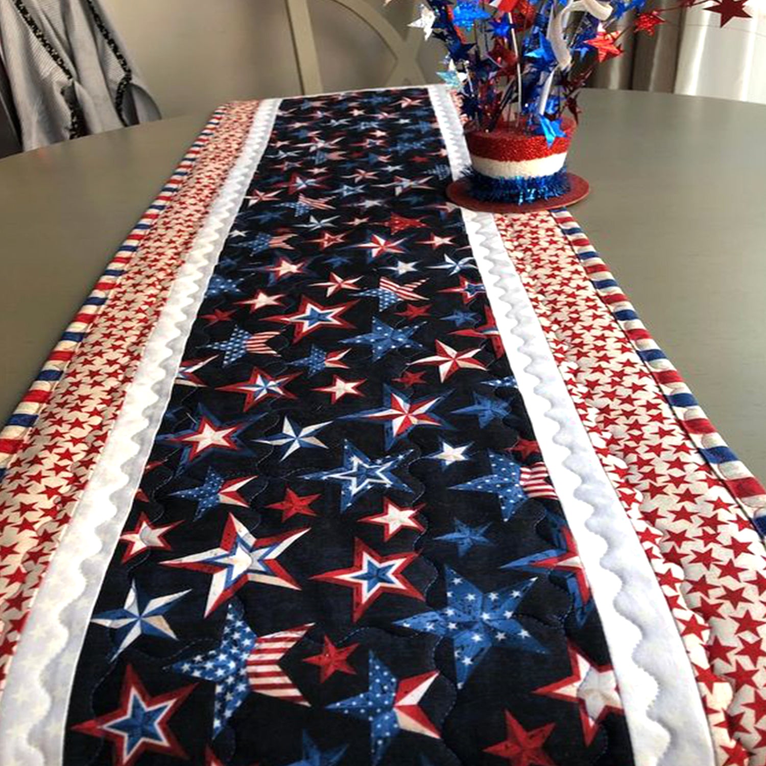 Stars of Freedom Quilted Table Runner NCU0TH564