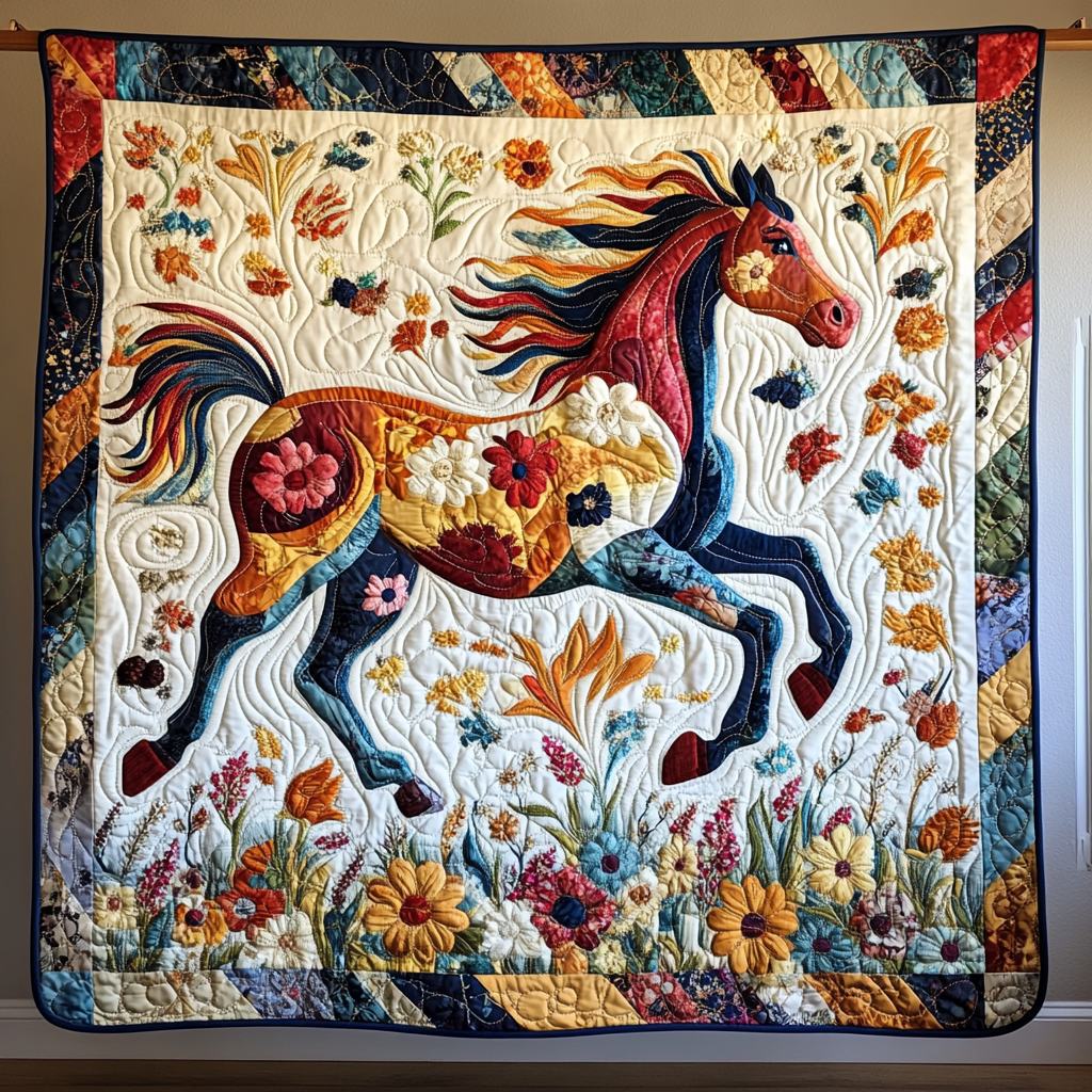 Stunning Horse Equestrian Quilted Blanket NCU0PD529