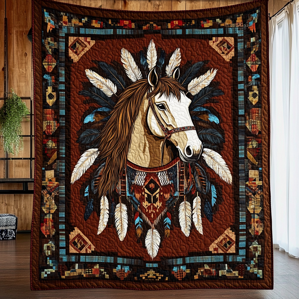 Stunning Horse Equestrian Quilted Blanket NCU0PD536