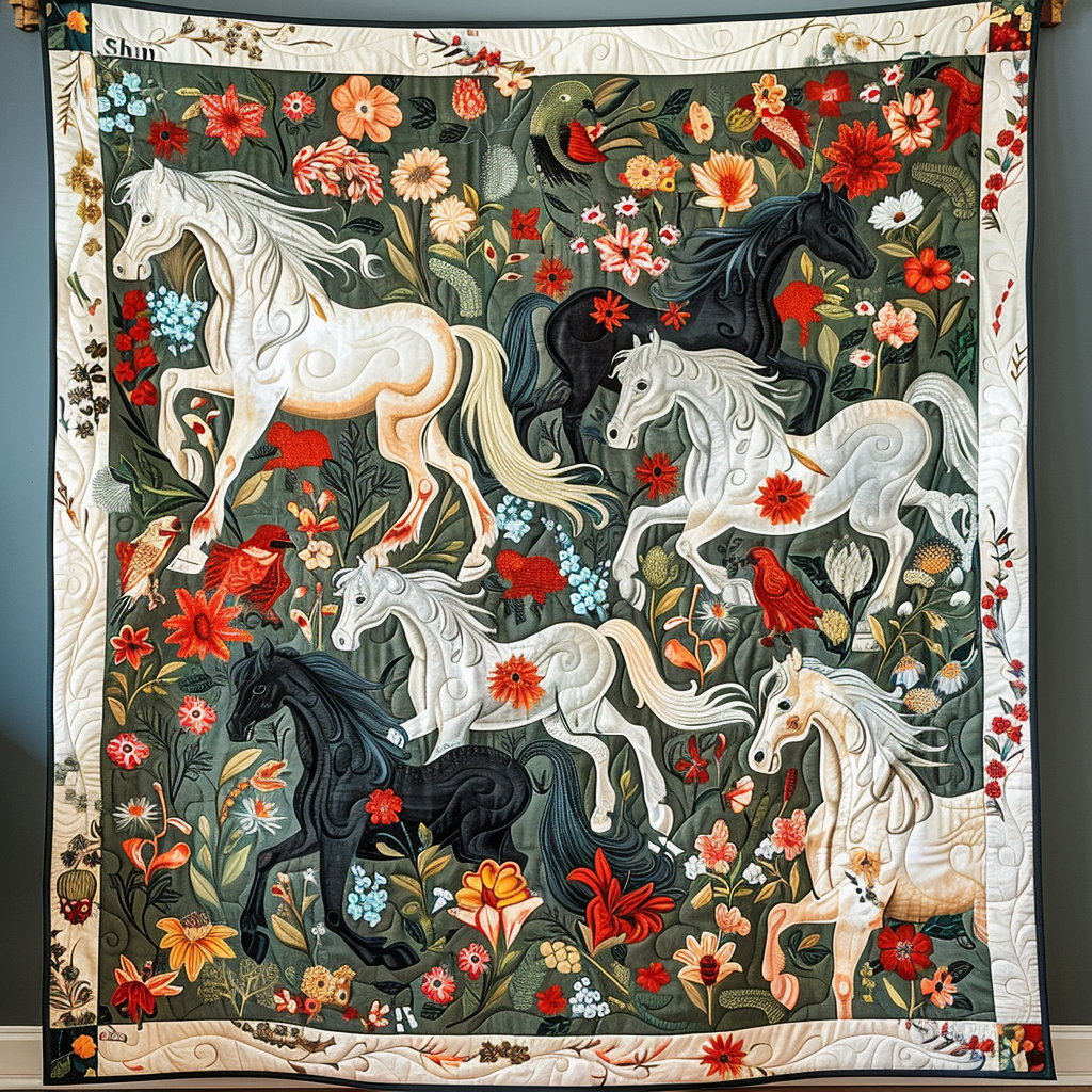 Stunning Mystical Steeds Quilted Blanket NCU0PD184