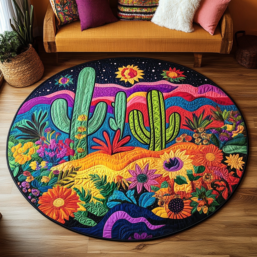 Succulent Joy Mat Quilted Round Mat NCU0PD899