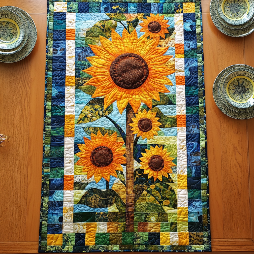 Sun Blossom Quilted Table Runner NCU0DV513