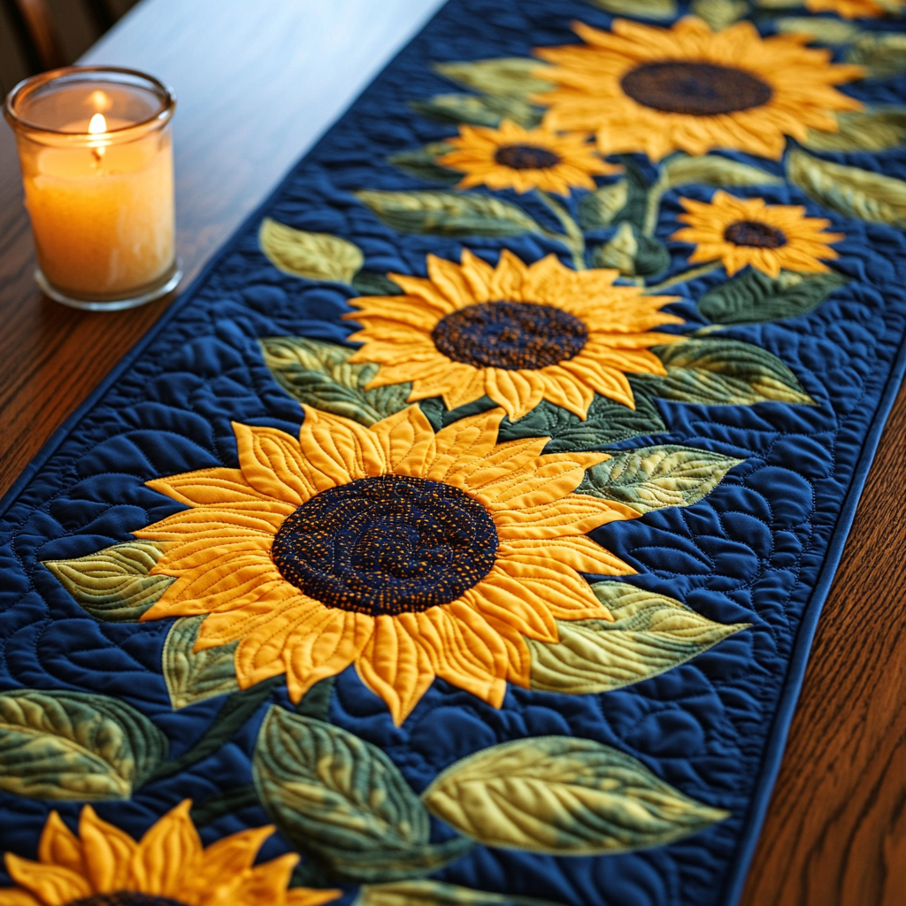 Sun Petals Quilted Table Runner NCU0VH151