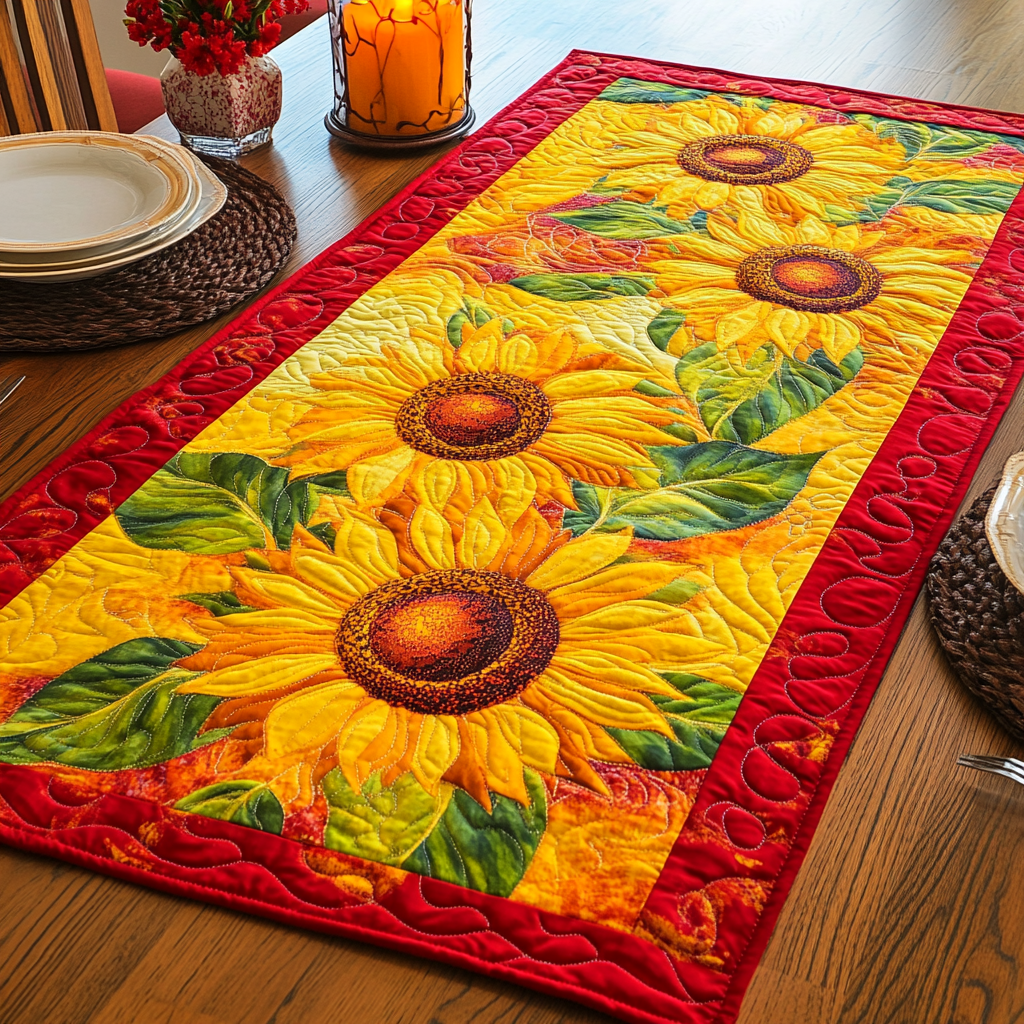 Sunburst Garden Quilted Table Runner NCU0DV514