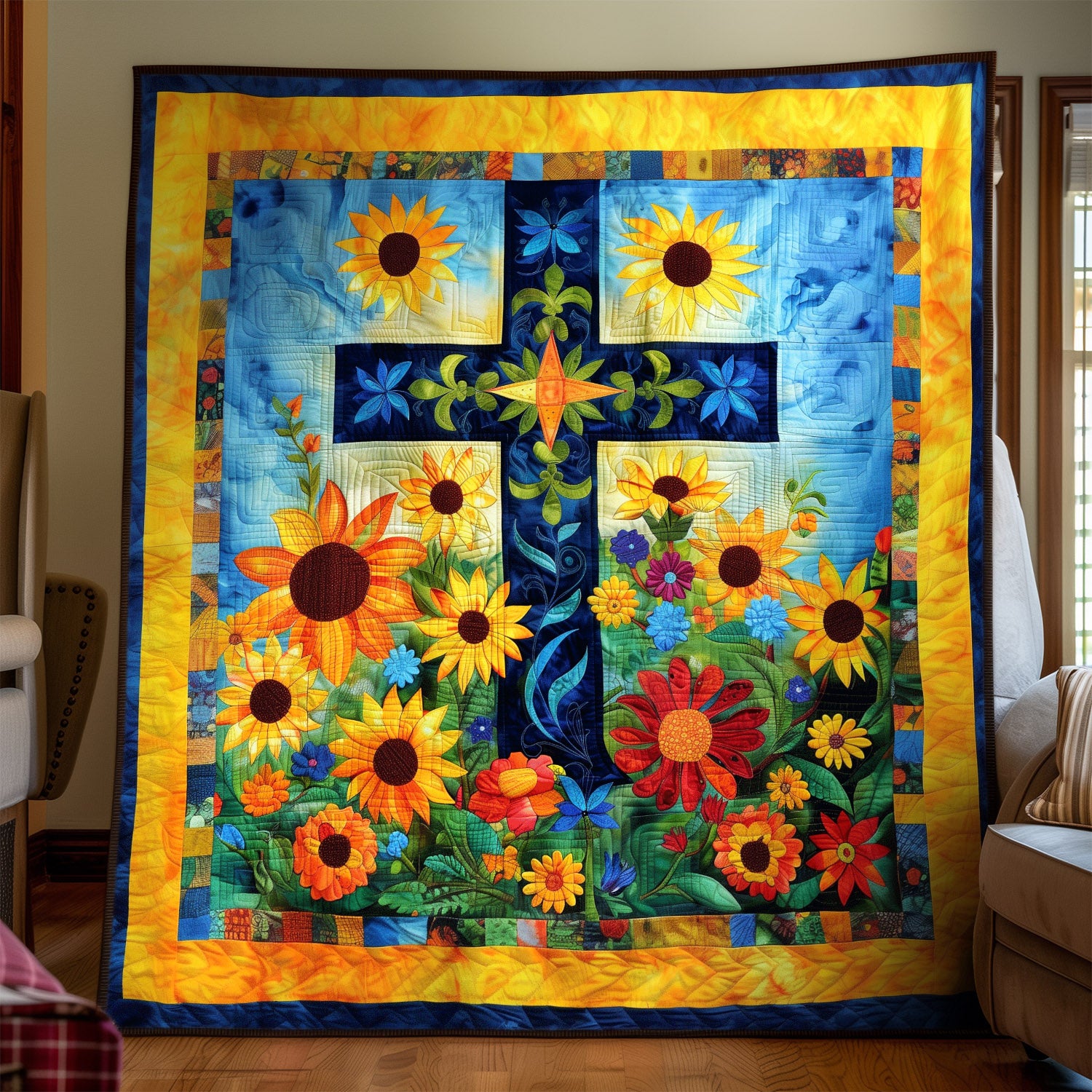 Sunburst Meadow Art Quilt Hanging NCU0TH1560