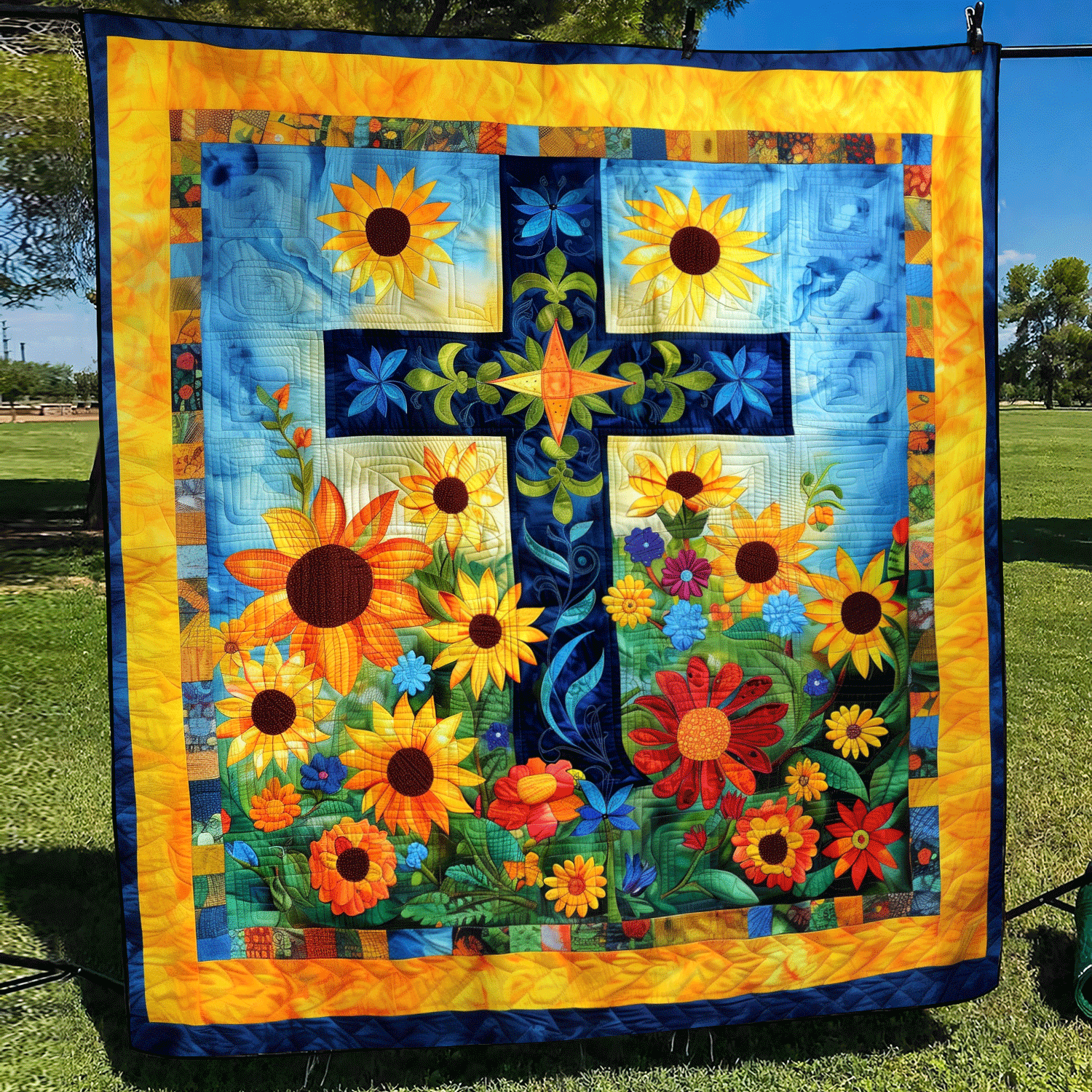 Sunburst Meadow Quilted Blanket NCU0TH996