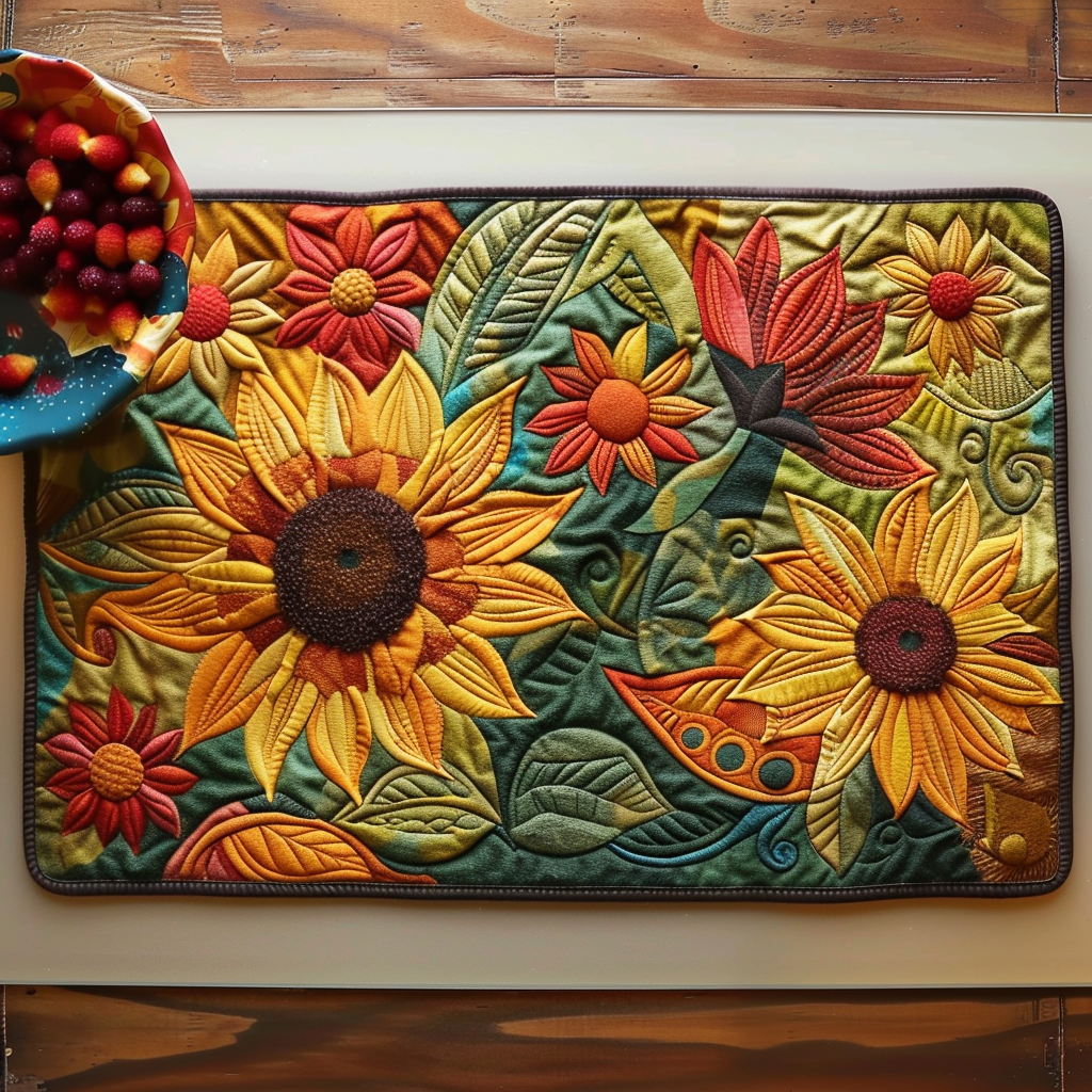 Sunburst Sunflower Quilted Placemat NCU0TL075