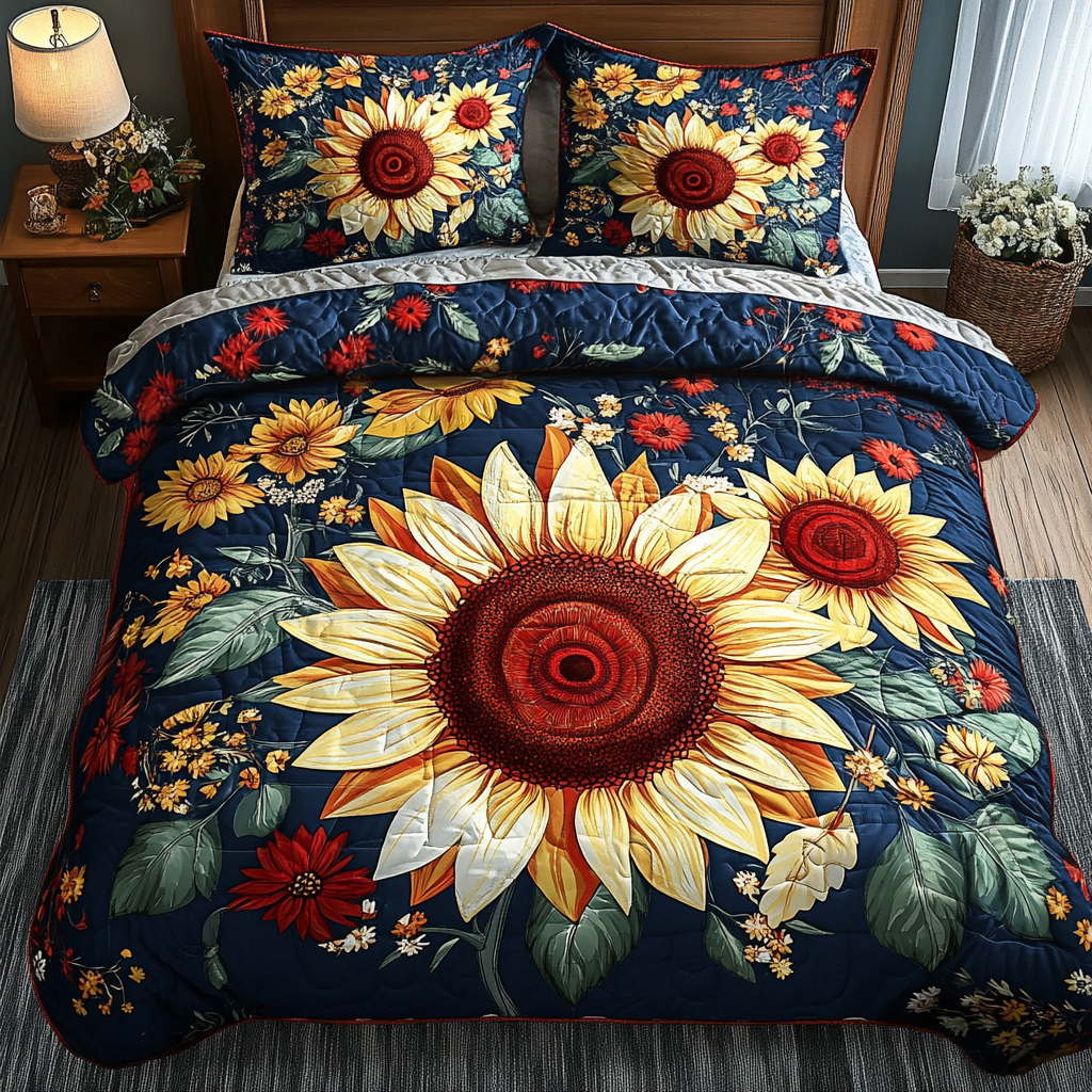 Sunburst Bloom Quilted Bedding Set NCU0VH185