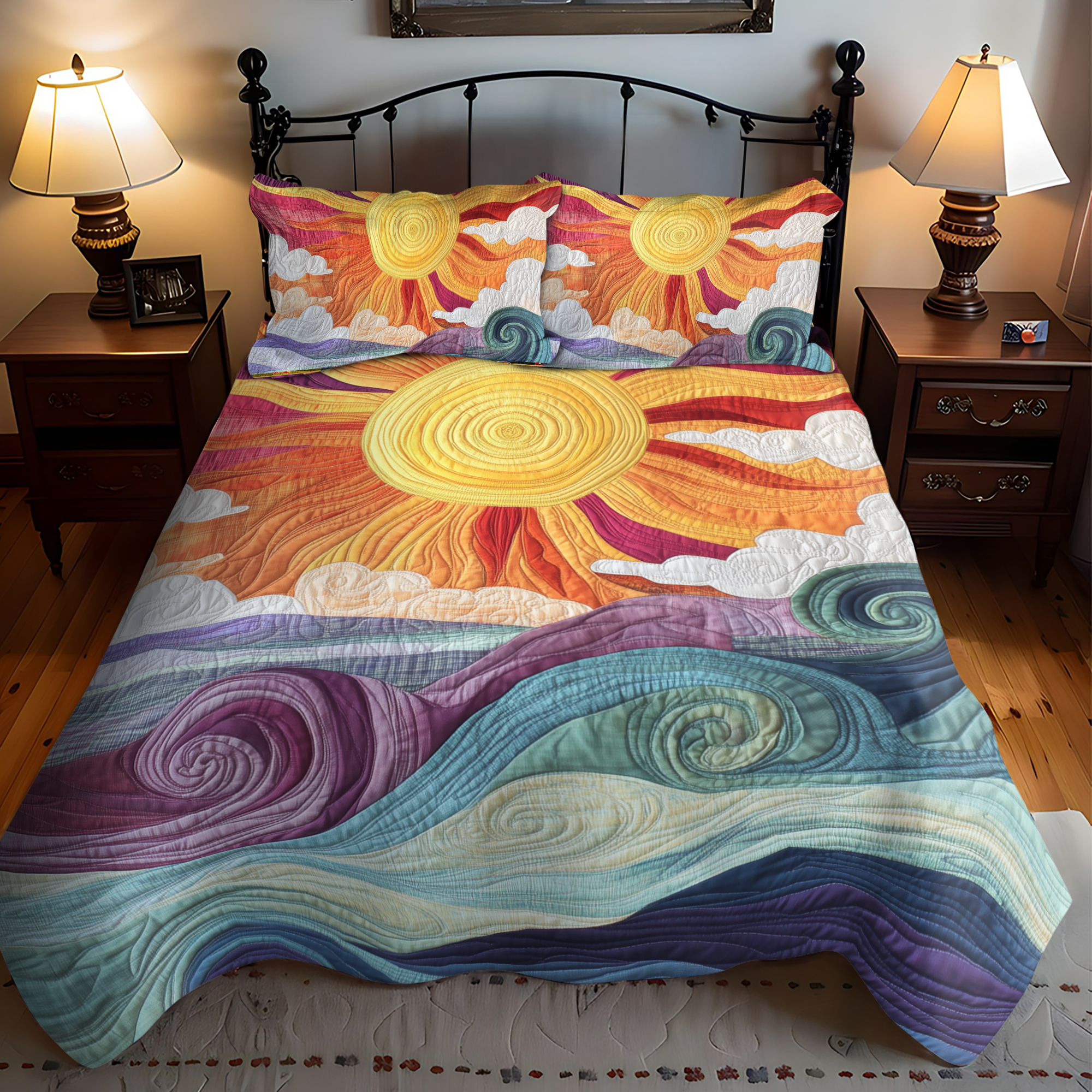 Sunburst Delight 3-Piece Quilted Bedding Set NCU0VL693