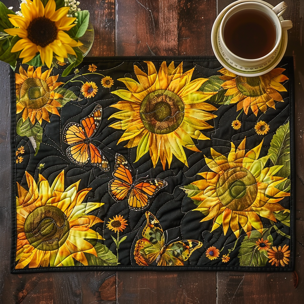 Sunflower Garden with Butterflies Quilted Placemat NCU0TL096