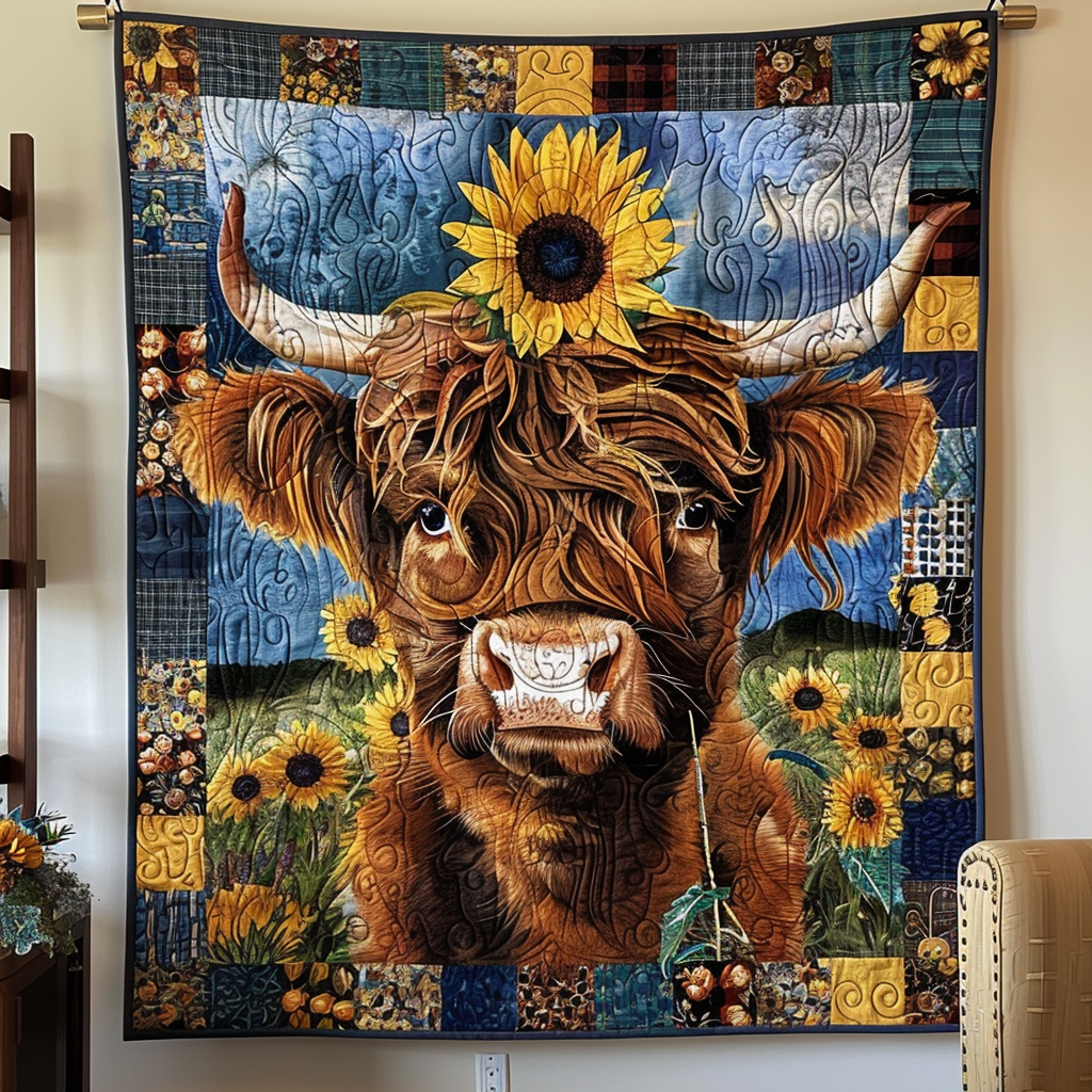 Sunflower Highland Harmony Quilted Blanket NCU0TH822