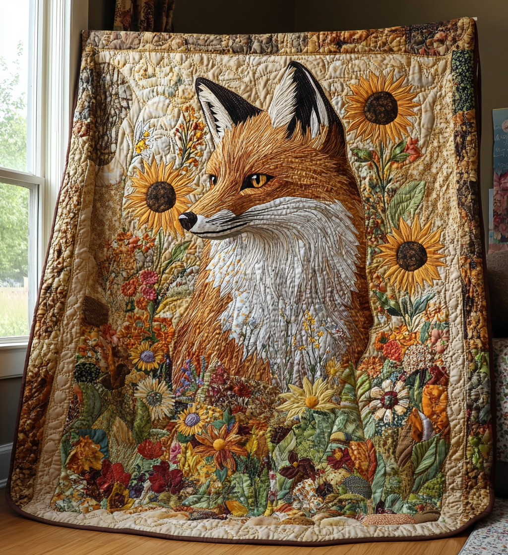 Sunflower Fox Quilted Blanket NCU0DV570