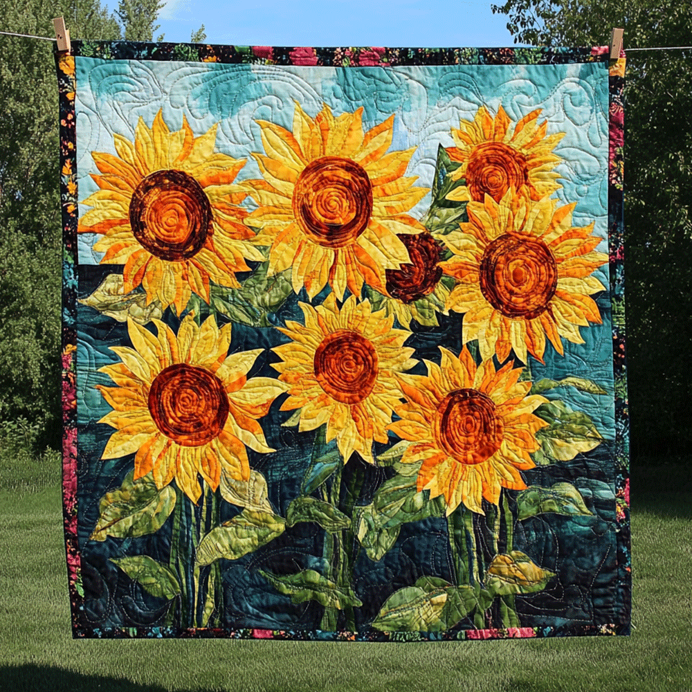 Sunflower Harmony Art Quilt Hanging NCU0TL943