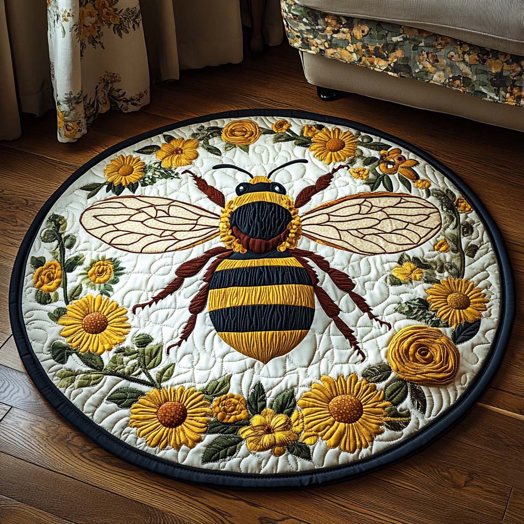 Sunflower Sentinel Quilted Round Mat NCU0NT1265