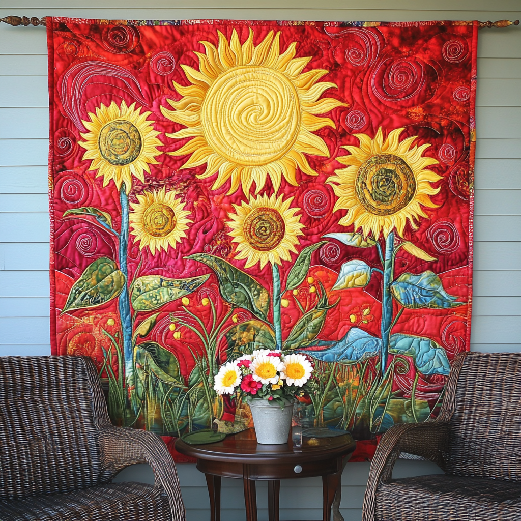 Sunflower Serenade Art Quilt Hanging NCU0TL916