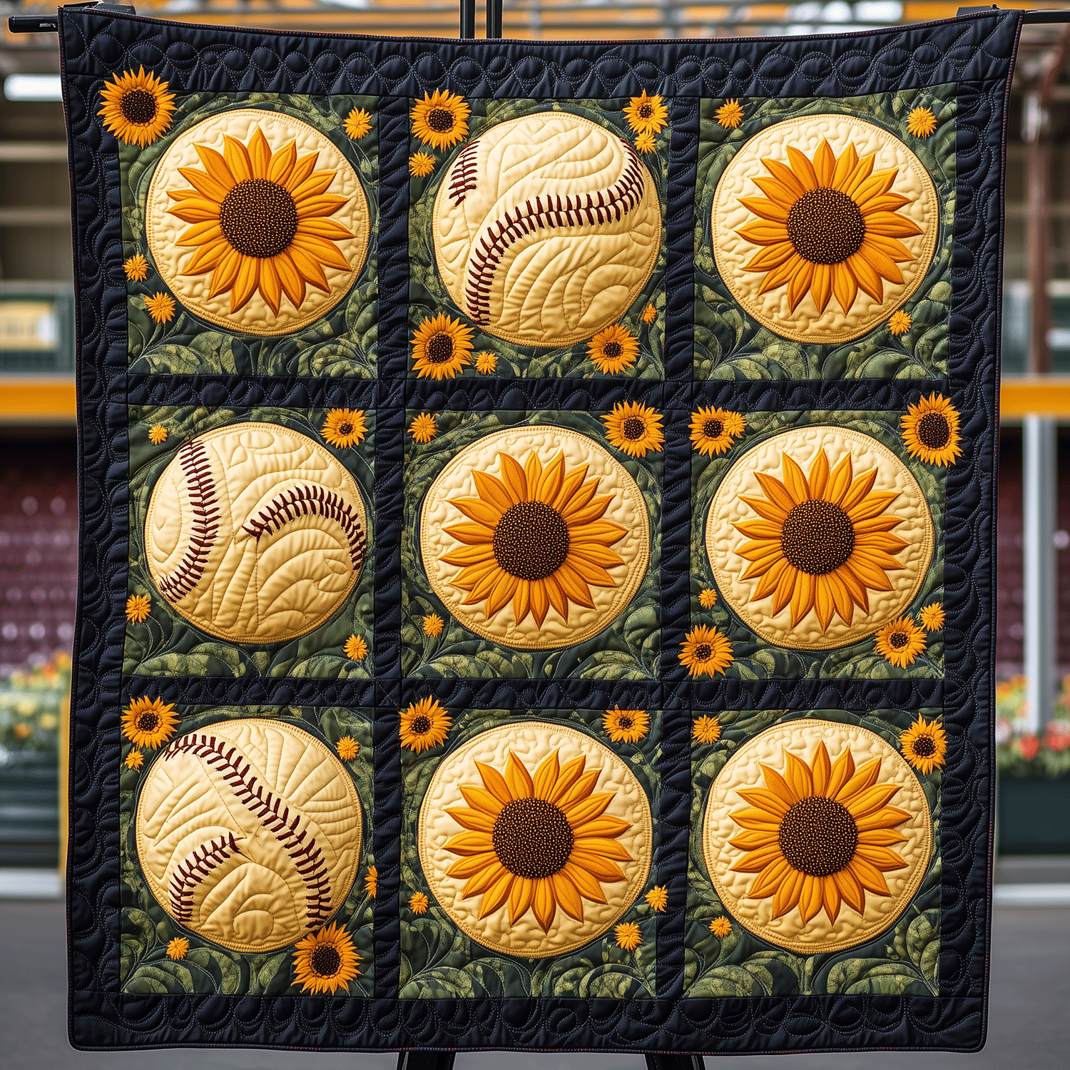 Sunflower Softball Quilted Blanket NCU0TH1490