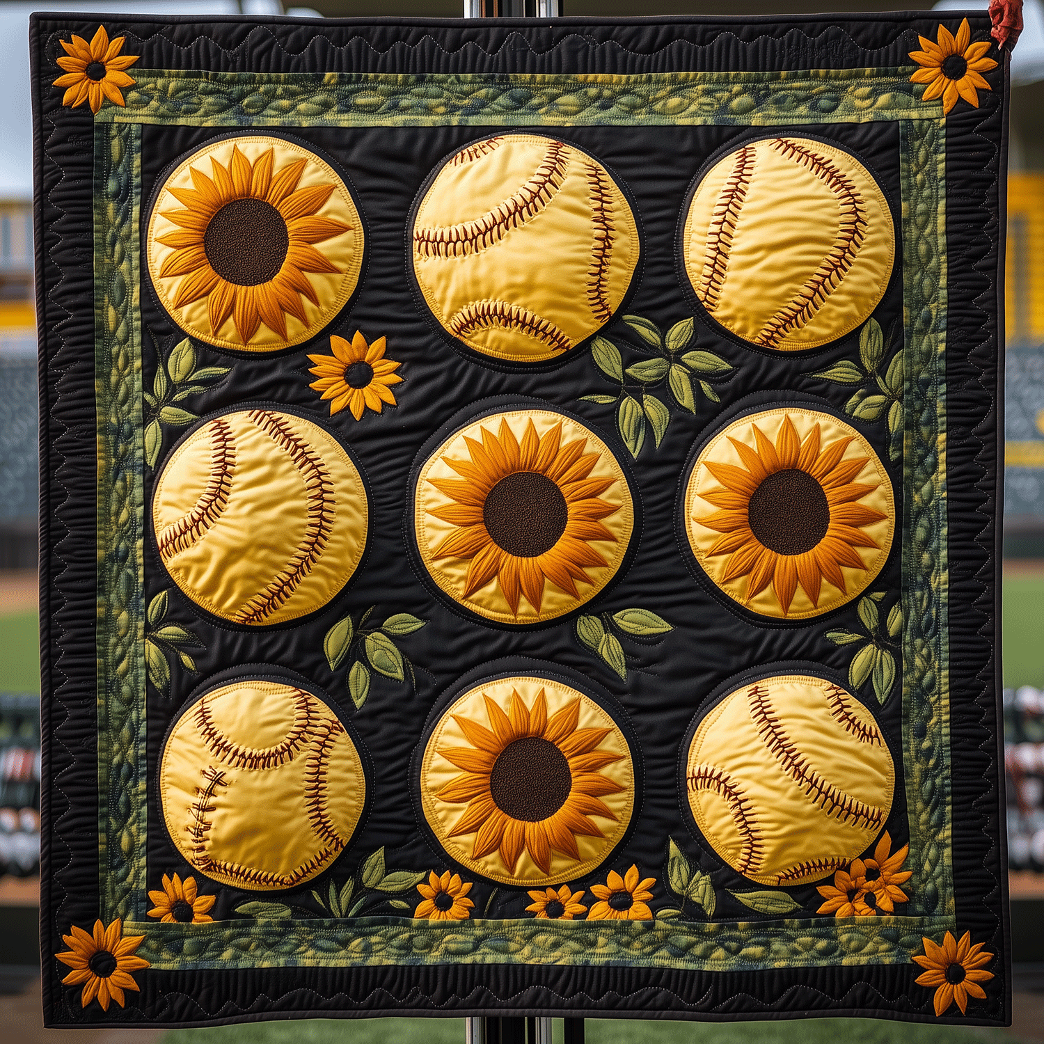 Sunflowers Game Quilted Blanket NCU0TH1496