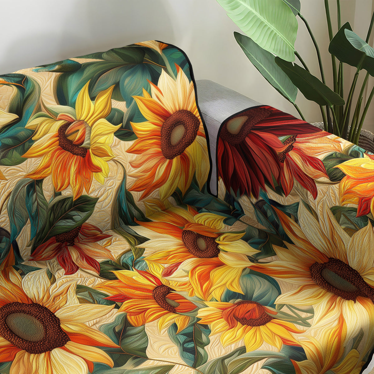 Sunlit Blossoms Quilted Sofa Cover NCU0PT1617