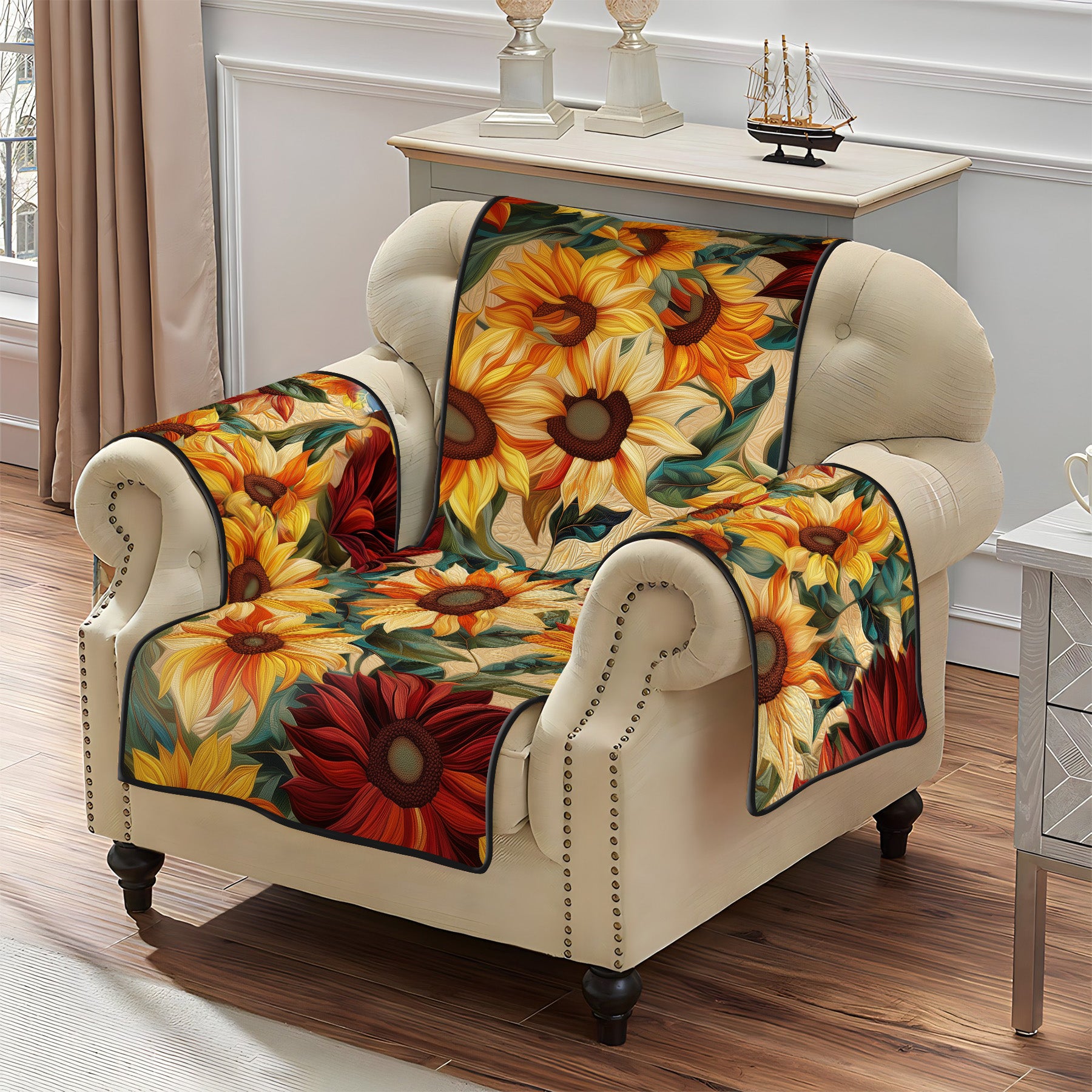 Sunlit Blossoms Quilted Sofa Cover NCU0PT1617