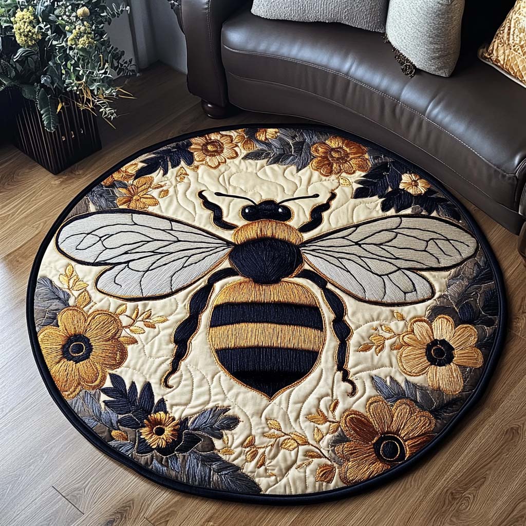 Sunlit Pollen Dance Quilted Round Mat NCU0NT1256