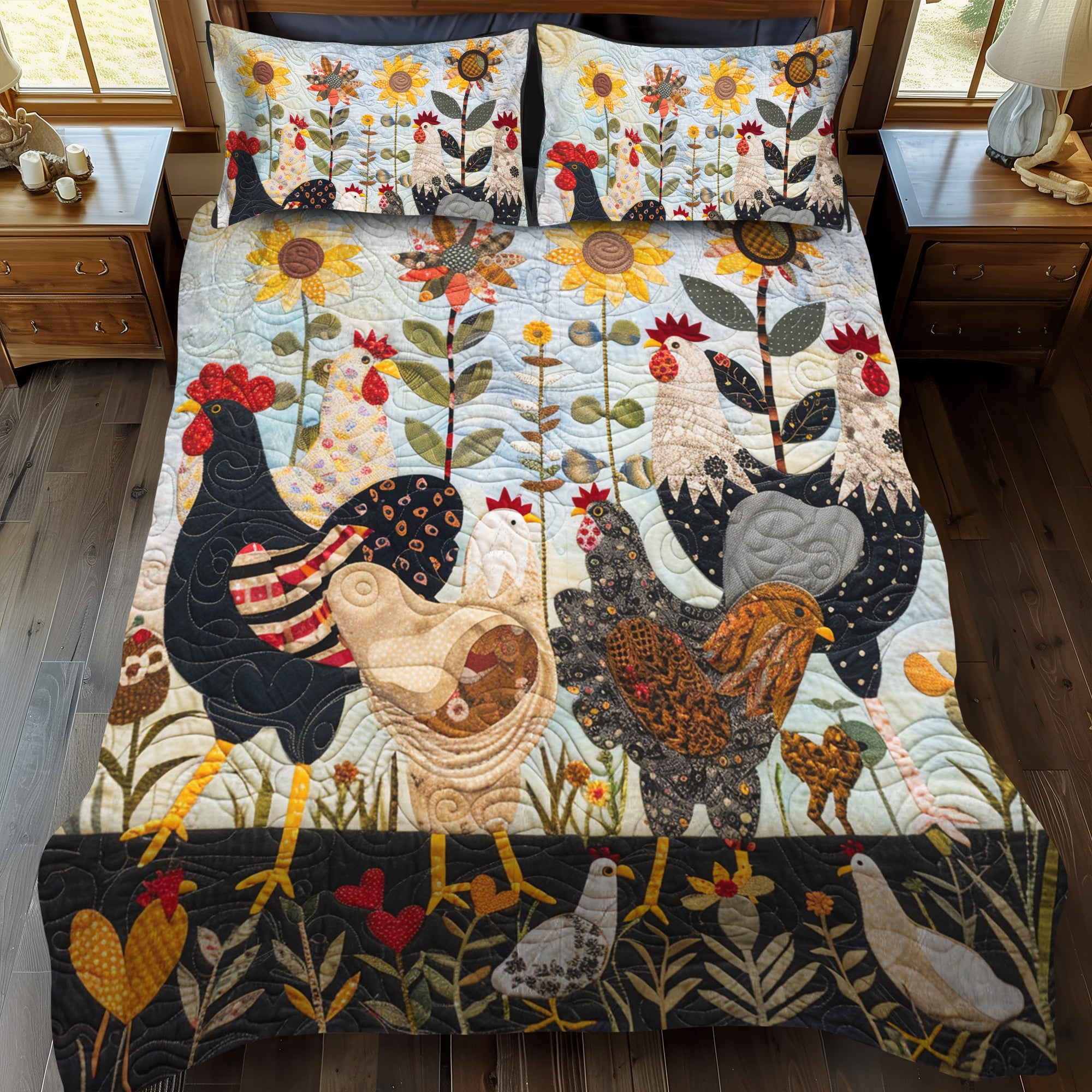 Chicken Quilted Bedding Set NCU0VT03