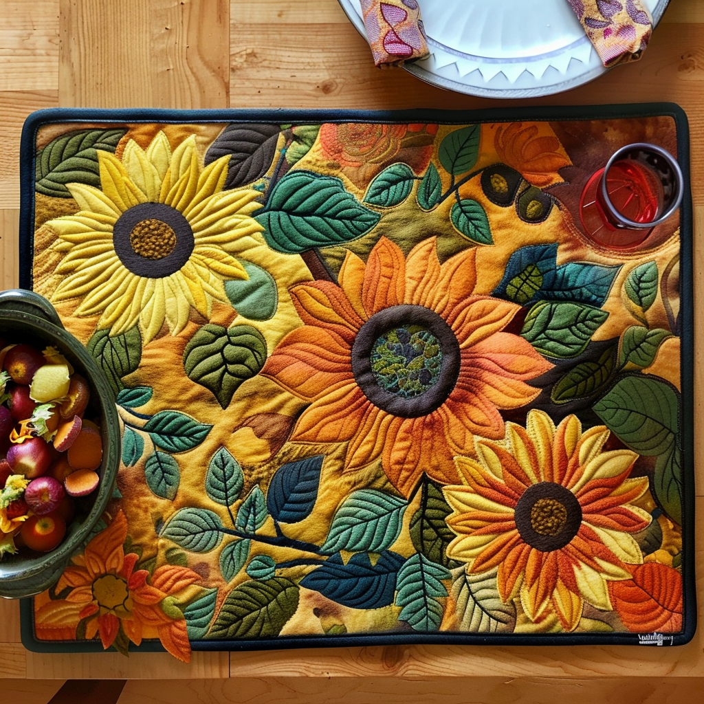 Sunny Fields Sunflower Quilted Placemat NCU0TL074