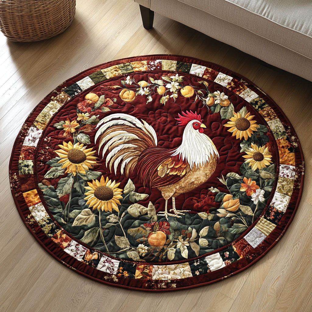 Sunrise Crow Quilted Round Mat NCU0PT974