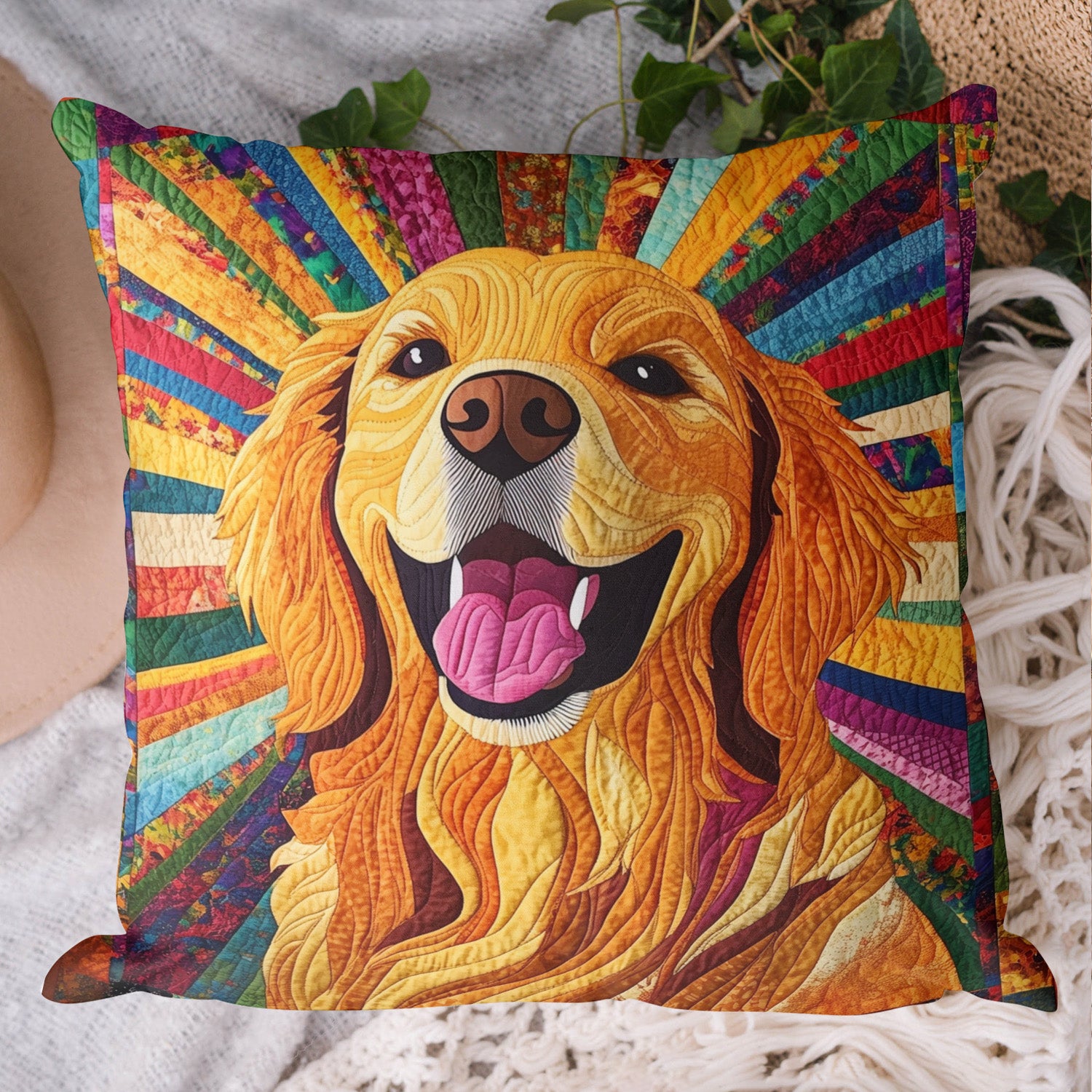 Sunshine Retriever Quilted Pillow Case NCU0PT414