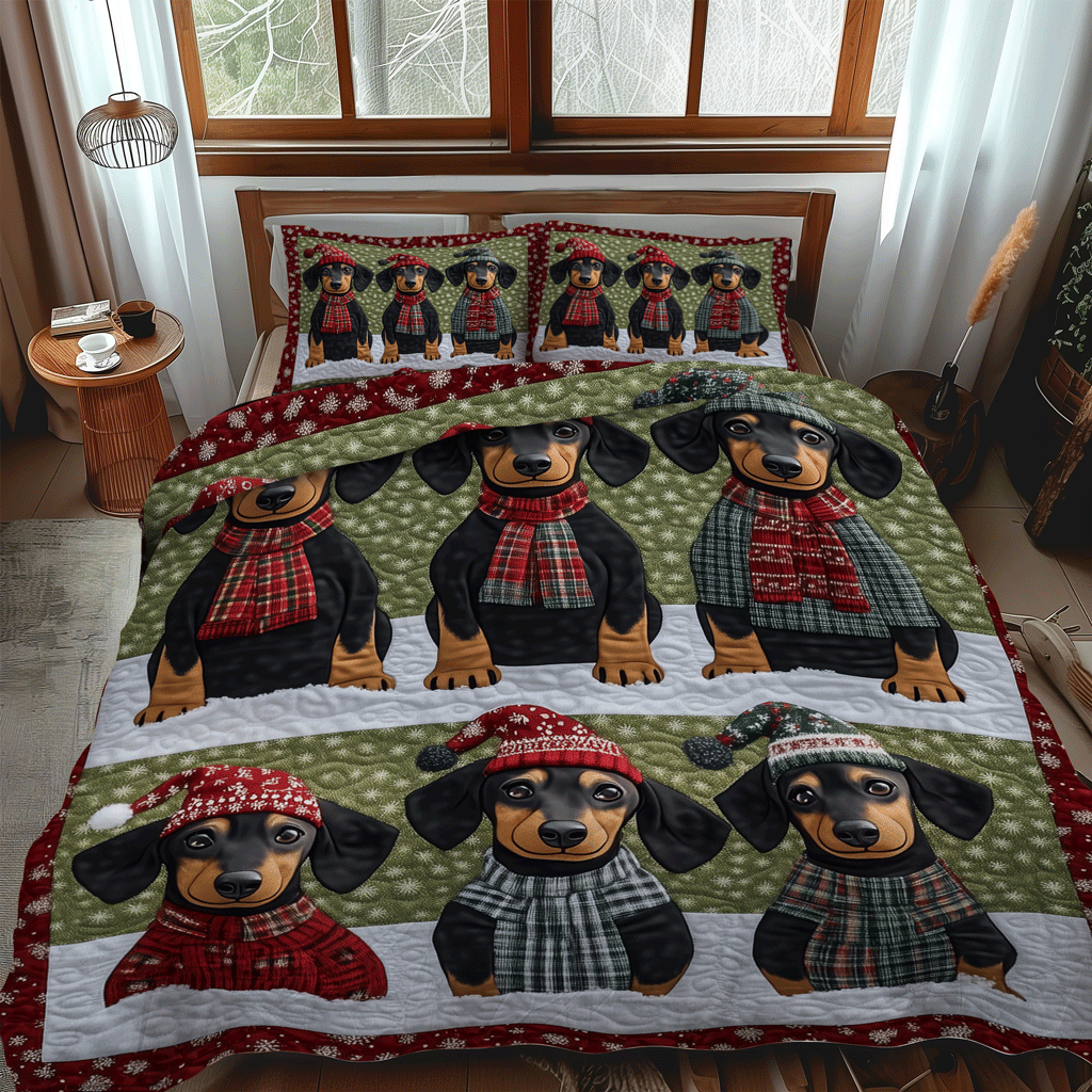 Sweater Doxie 3-Piece Quilted Bedding Set NCU0TH1673